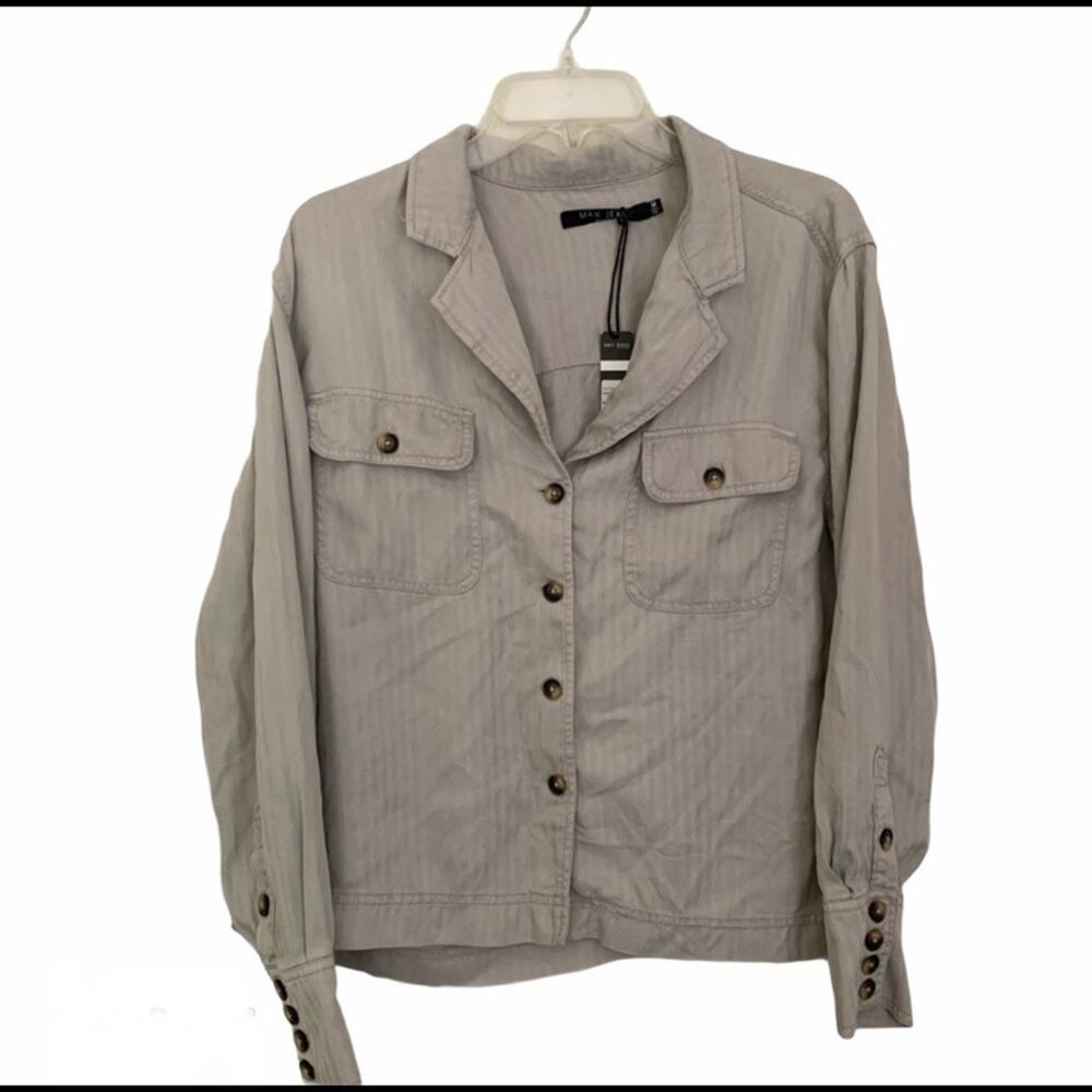MAX Jeans Tencel Utility Shirt Jacket Beige Safari Military NWT Women's Medium M